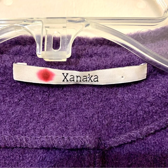 Xanaka 100% Wool Ruffled Shawl Cardigan/Sweater - Purple - Size 8 - Picture 9 of 11